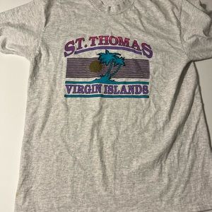 St. Thomas Virgin Islands Vintage Mens Gray Shirt Large L 1980s Hanes Glitter